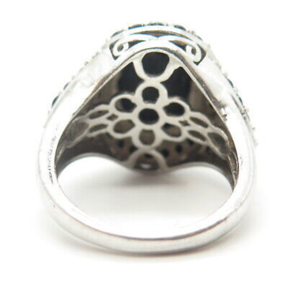 925 Sterling Silver Chuck Clemency Real Obsidian & Black Spinel Gem Ring Size 7 - Picture 5 of 8
